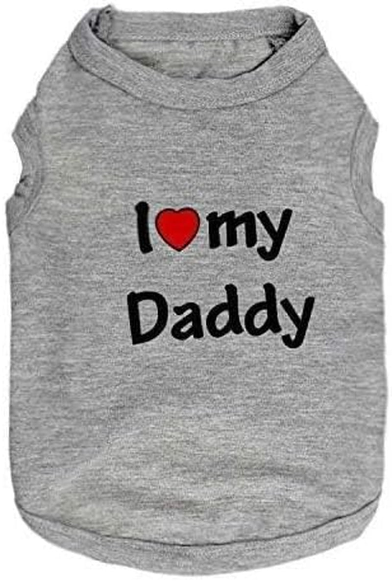 2 Pack Puppy T Shirt Dog Clothes I Love My Daddy Mommy Small Dog Shirts Puppy T-Shirt for Small Dogs