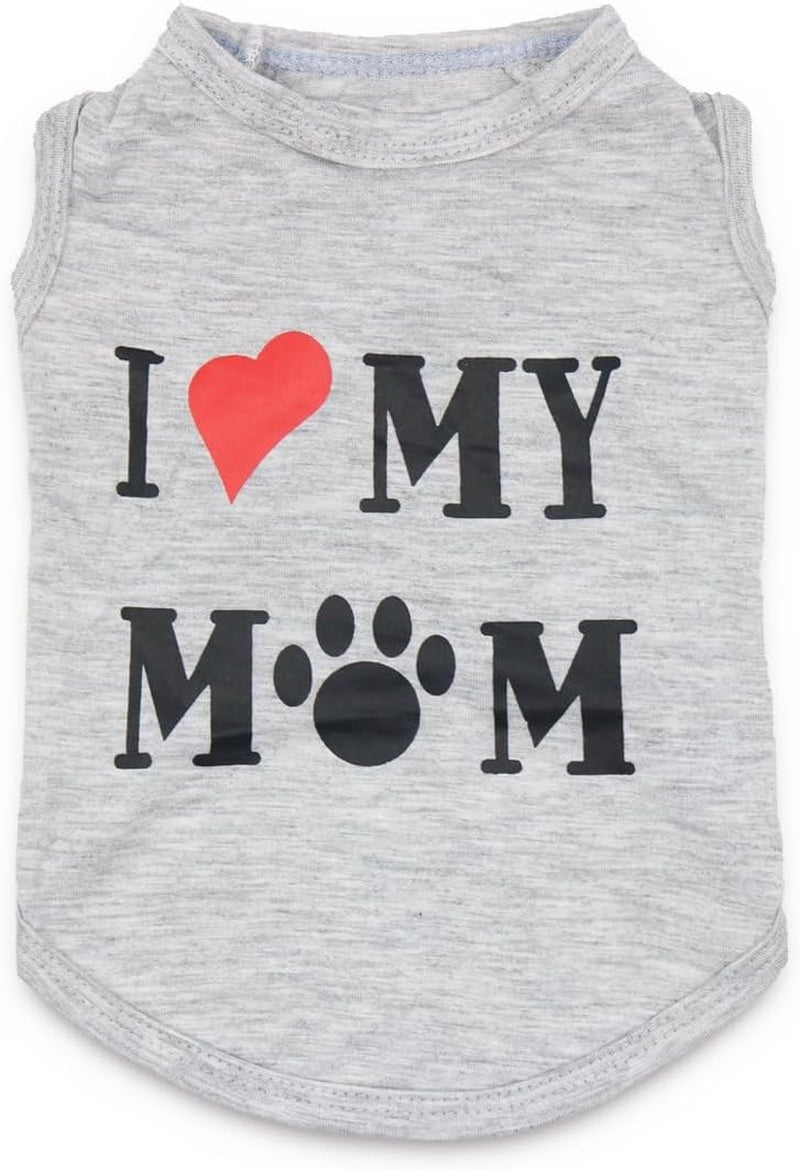 2 Pack Puppy T Shirt Dog Clothes I Love My Daddy Mommy Small Dog Shirts Puppy T-Shirt for Small Dogs